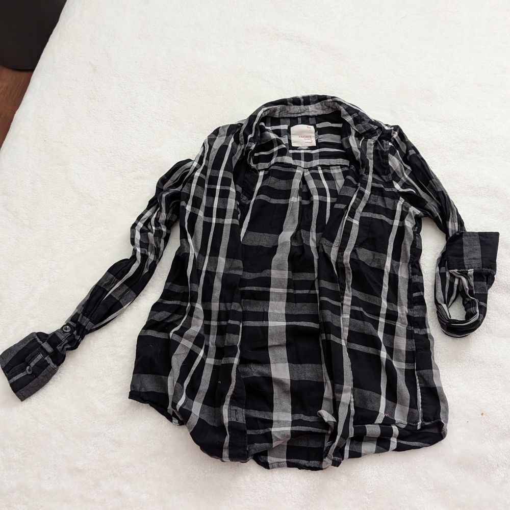 SO Black and White Plaid Women's Top